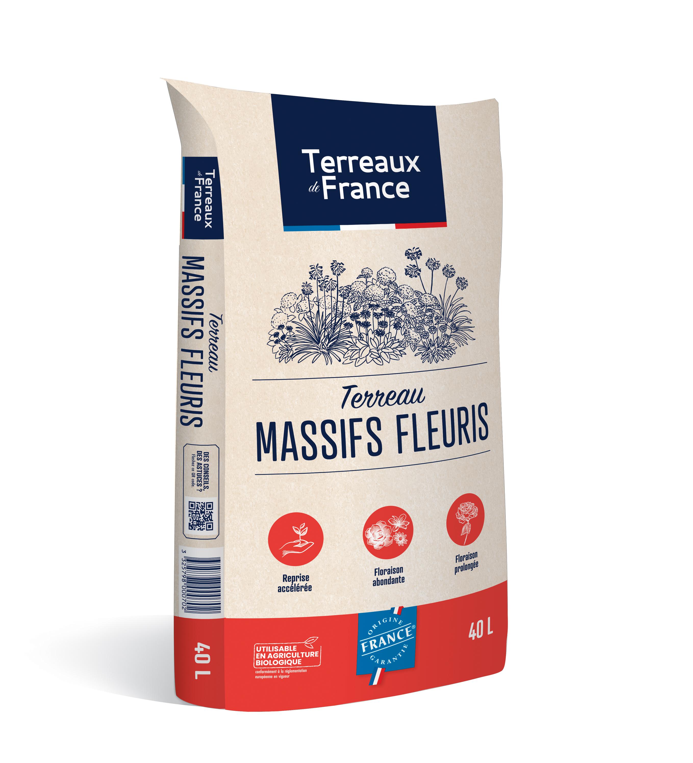 Sac de terreau pour massifs fleuris de la marque Terreaux de France 