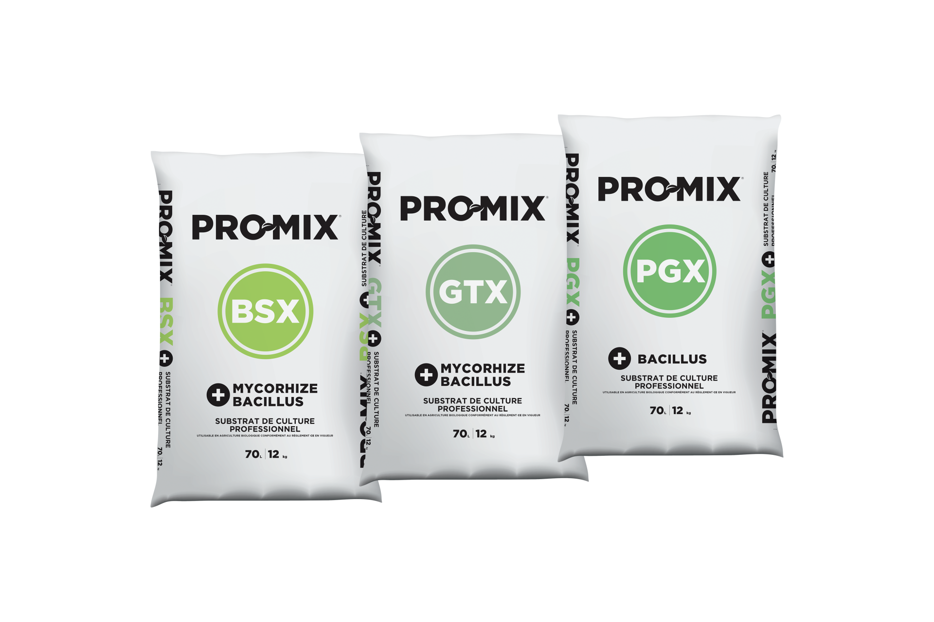 sacs de terreaux de la marque PRO-MIX destinés aux jeunes plants maraîchers